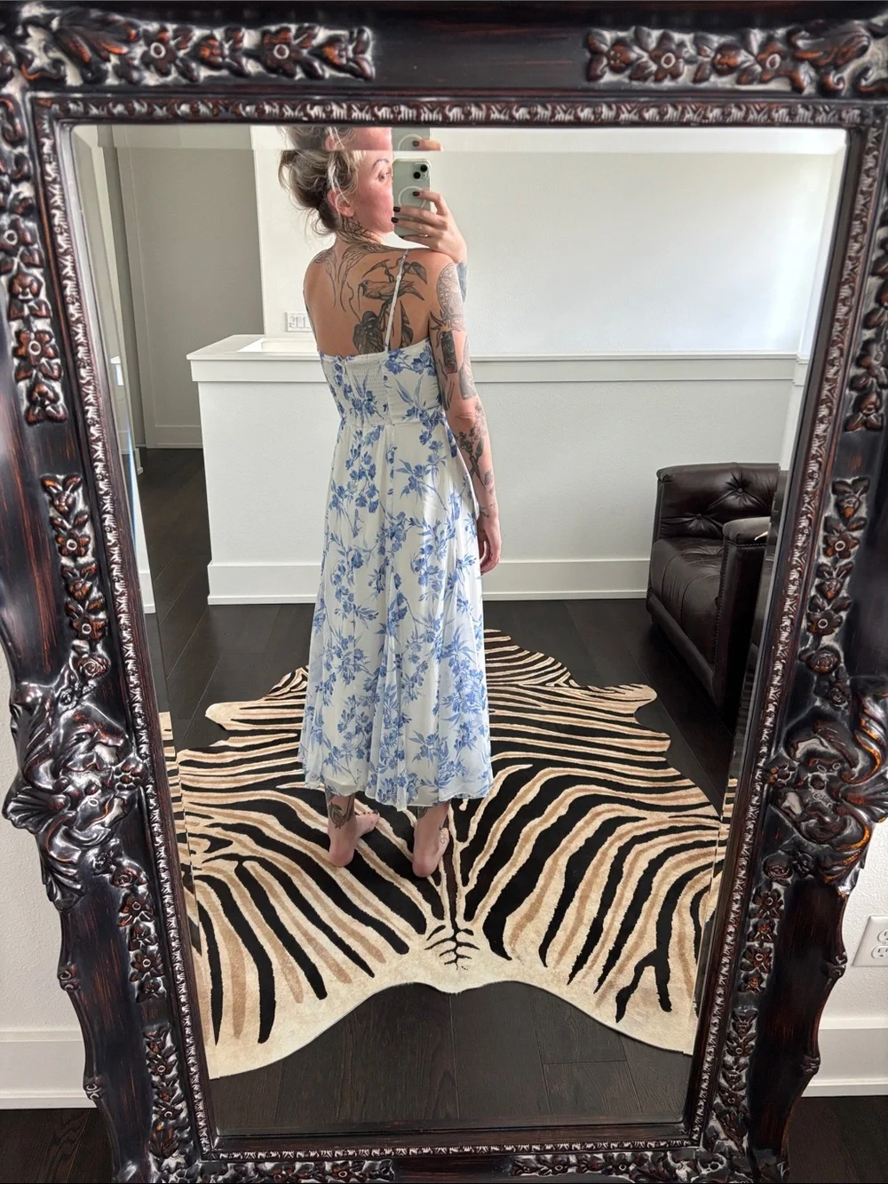 Blue Floral Slip Maxi Dress